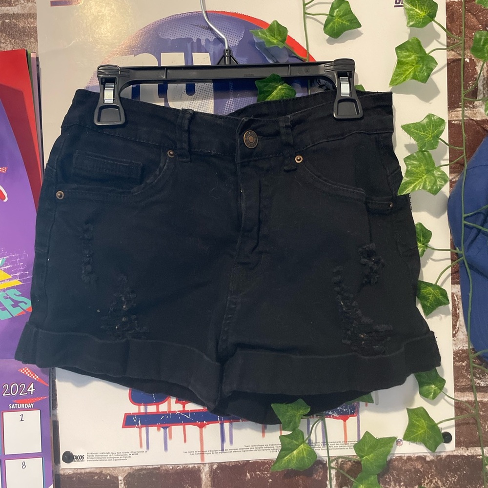 Black jean shorts